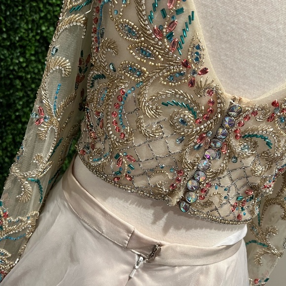 Tiffany Designs Cream and Gold Long Sleeve Dress - Picture 7 of 7